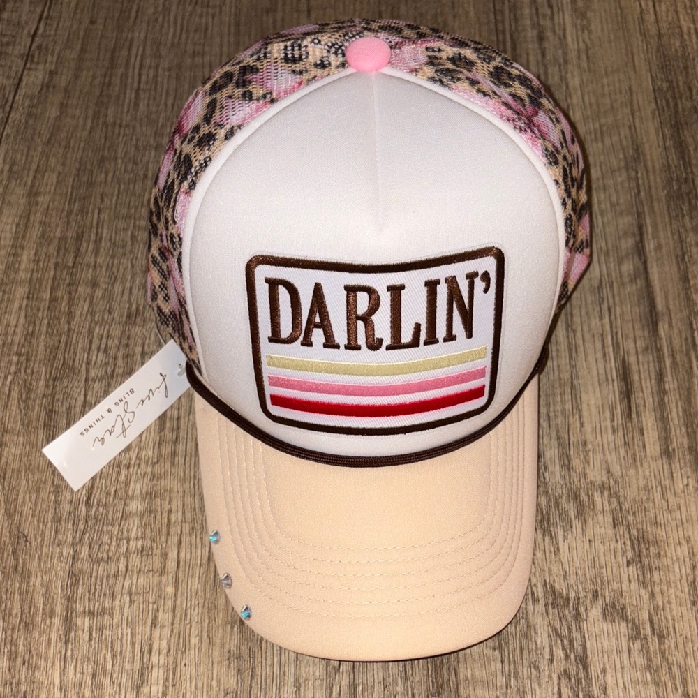 Darlin' Trucker Hat with Leopard Print and pink bows